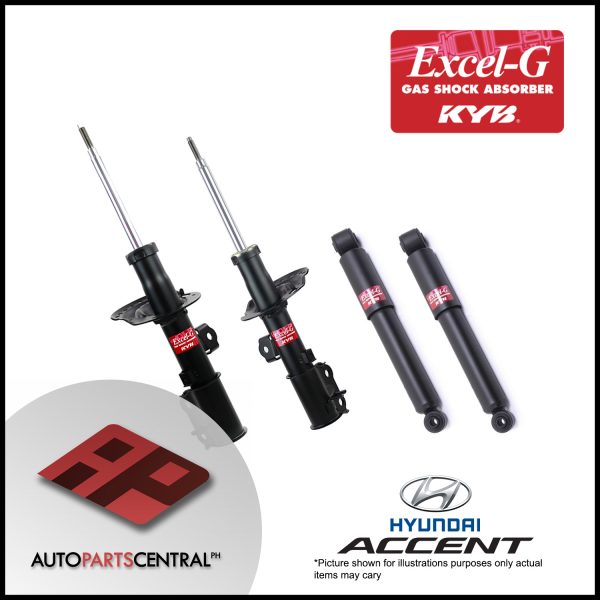 KYB Excel-G Hyundai Accent Front and Rear Set 2012-2020 338106 338107 349098